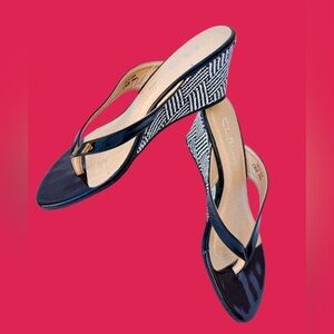 CL by Chinese Laundry Black Wedges with Patterned Heel